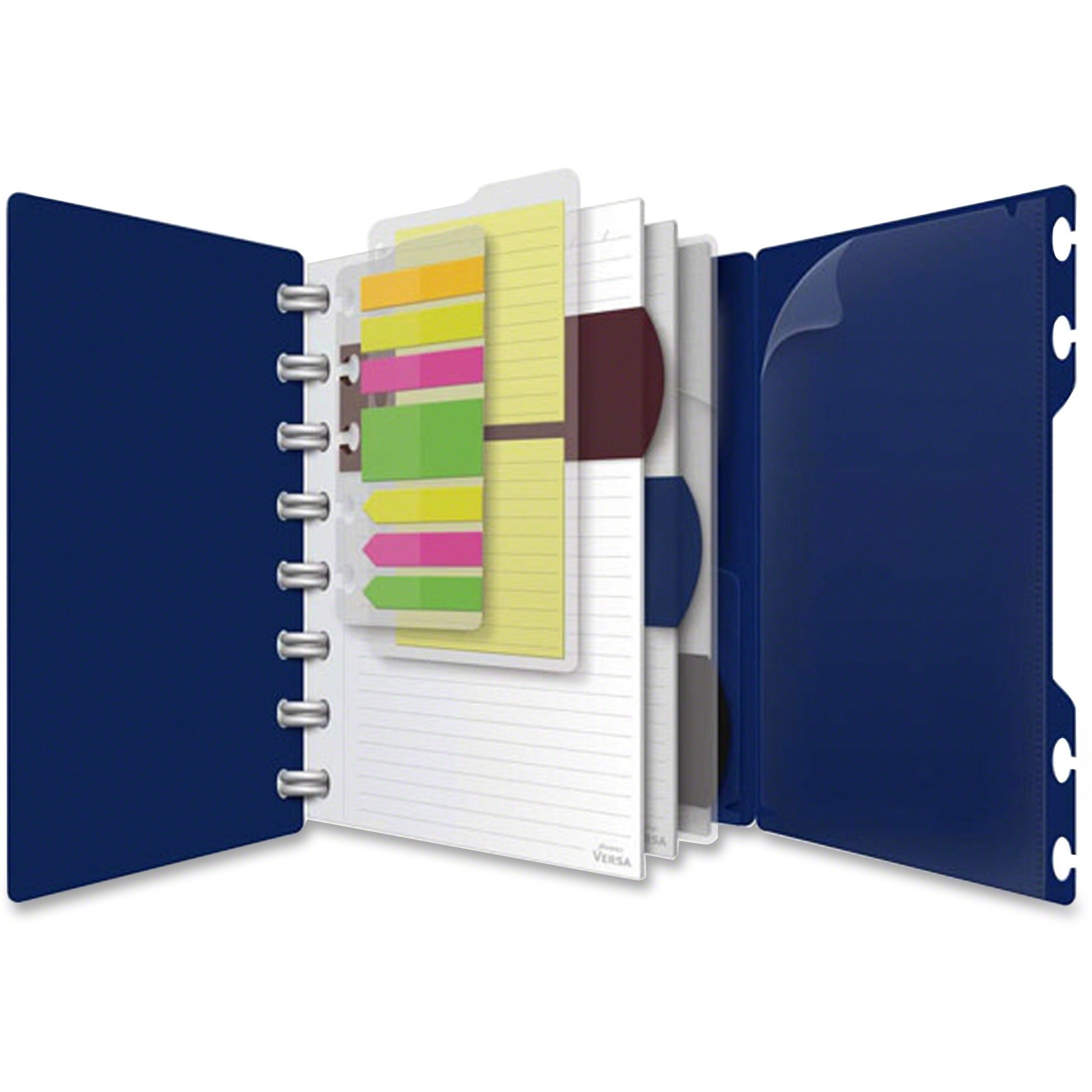 TOPS Versa Crossover Ruled Spiral Notebook - 60 Sheets - Spiral - 24 lb Basis Weight - 6" x 9" Sheet Size - Navy Poly Cover - Repositionable, Pocket, Micro Perforated - 1 Each
