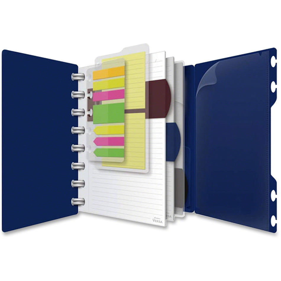 TOPS Versa Crossover Ruled Spiral Notebook - 60 Sheets - Spiral - 24 lb Basis Weight - 6" x 9" Sheet Size - Navy Poly Cover - Repositionable, Pocket, Micro Perforated - 1 Each