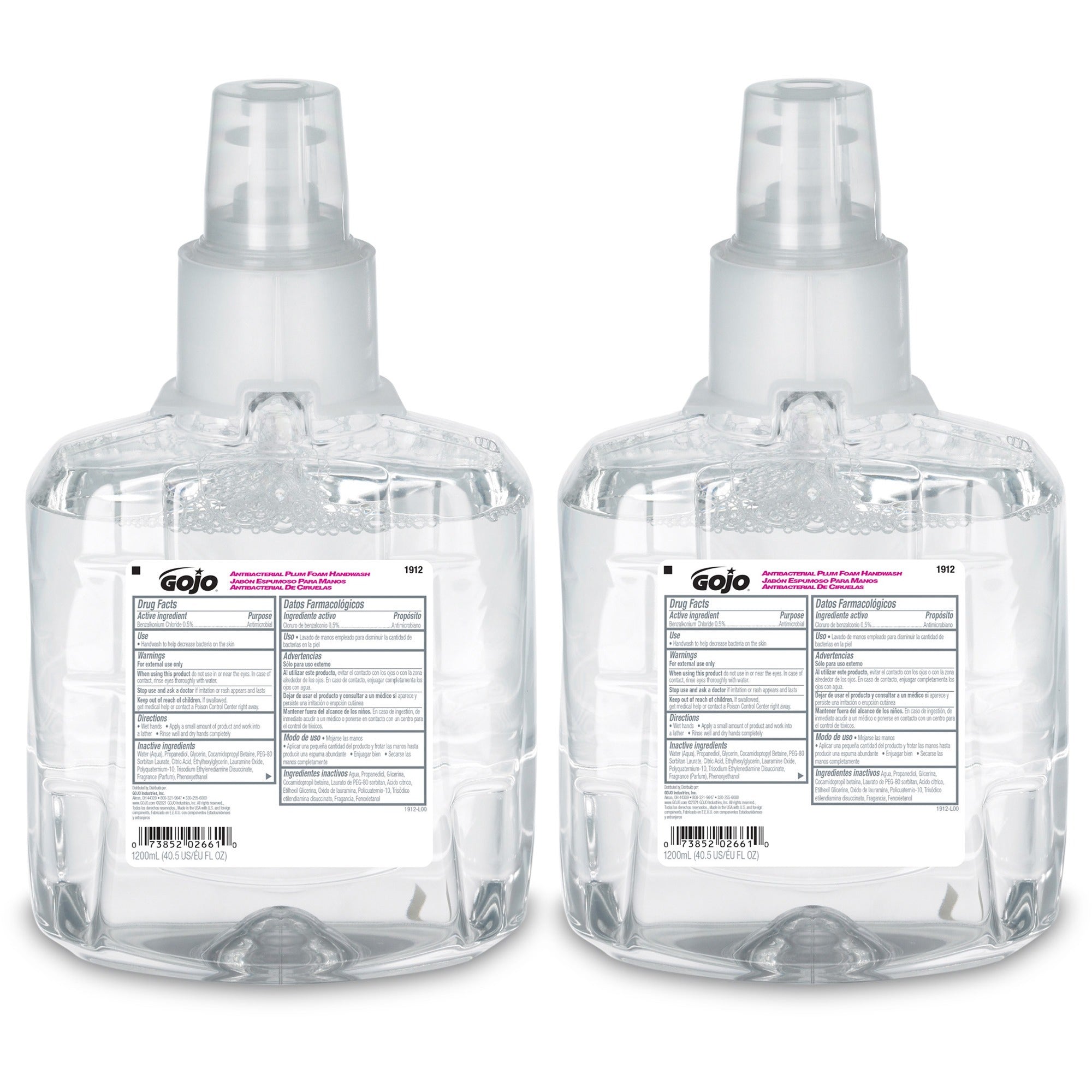 Gojo® LTX-12 Dispenser Plum Antibacterial Hand Soap - Plum Scent - 1.27 quart - Pump Bottle Dispenser - Kill Germs - Hand, Skin - Moisturizing - Antibacterial - Bio-based, Durable - 2 / Carton