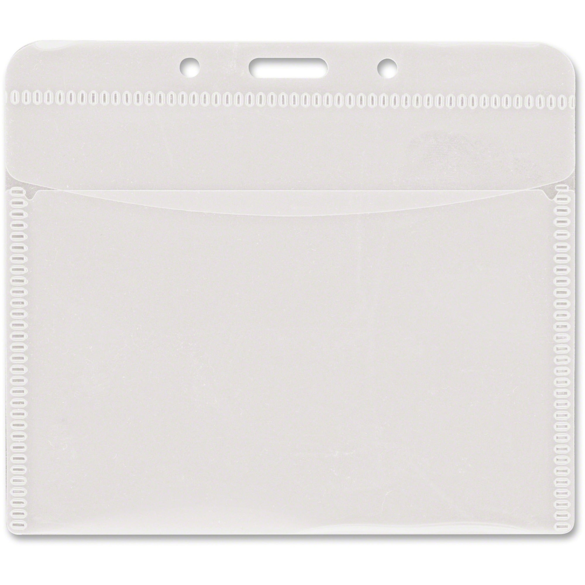 Advantus PVC-Free Horizontal Badge Holder - Support 4" x 3" Media - Horizontal - Polypropylene - Clear - 50 / Pack