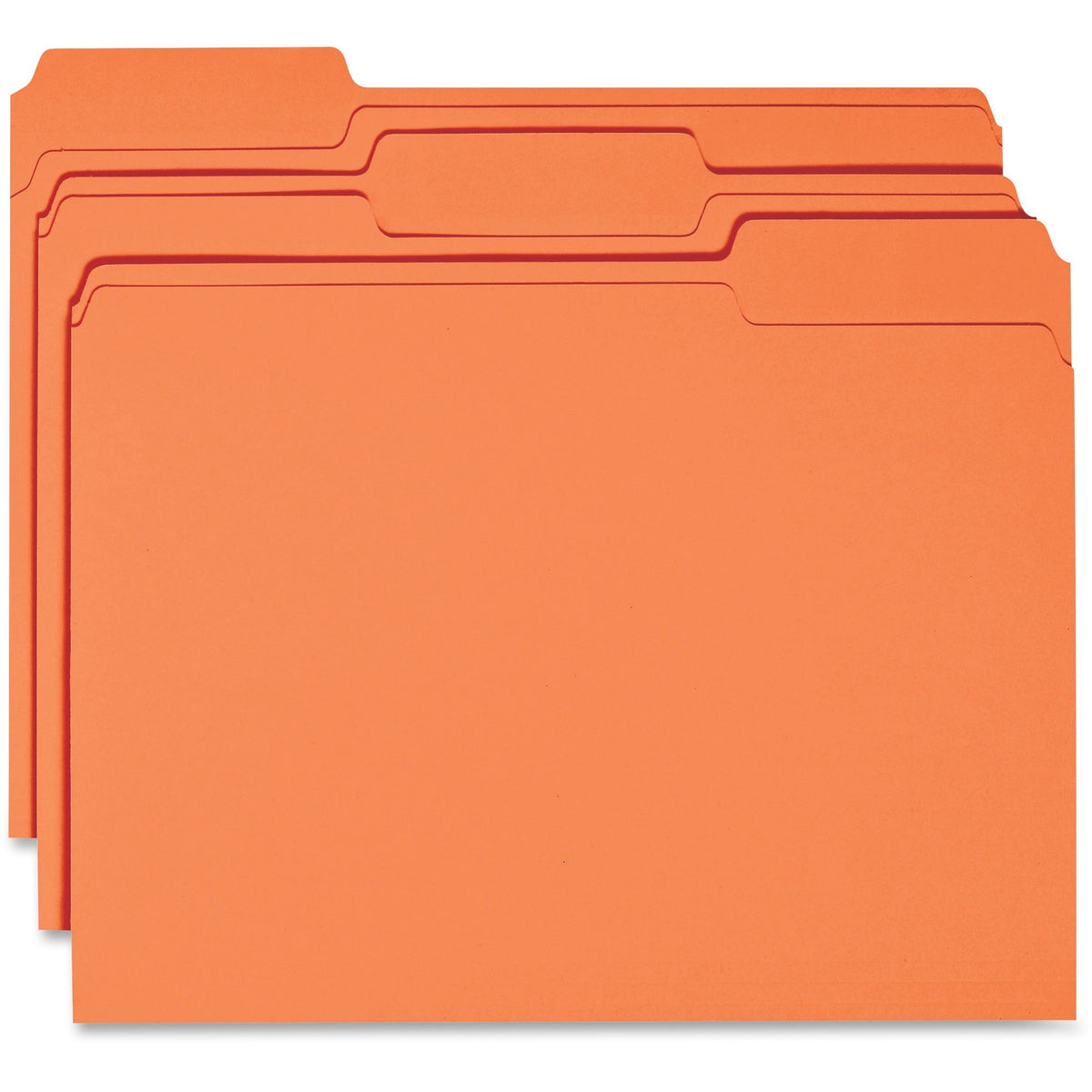 Business Source 1/3 Tab Cut Recycled Top Tab File Folder - 11 pt. - Orange - 10% Recycled - 100 / Box
