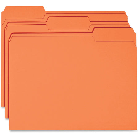 Business Source 1/3 Tab Cut Recycled Top Tab File Folder - 11 pt. - Orange - 10% Recycled - 100 / Box