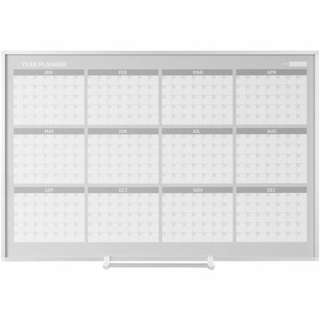 MasterVision 48" 12-month Calendar Planning Board - Julian Dates - Monthly, Weekly, Daily - 12 Month - Silver, White - Aluminum - 36" Height x 48" Width - Scratch Resistant, Ghost Resistant, Accessory Tray, Dry Erase Surface, Magnetic - 1 Each