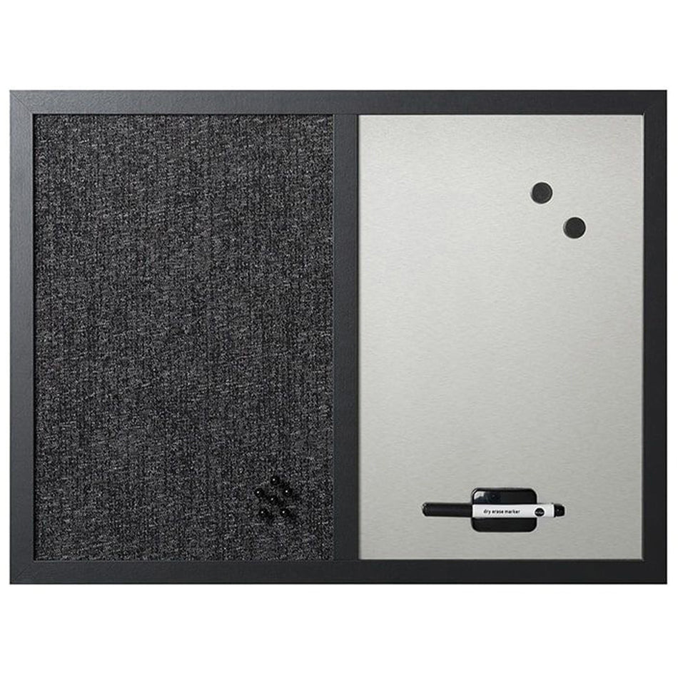 MasterVision Dry-erase Combination Board - 18" Board Height x 24" Board Width - Felt Surface - Magnetic, Lightweight - Black Medium Density Fiber (MDF) Frame - 1 Each