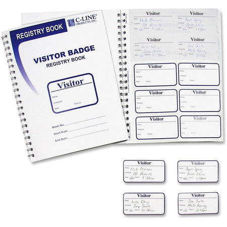 C-Line Registry Log Visitor Badges - Carbonless Copy - White - 150 / Box