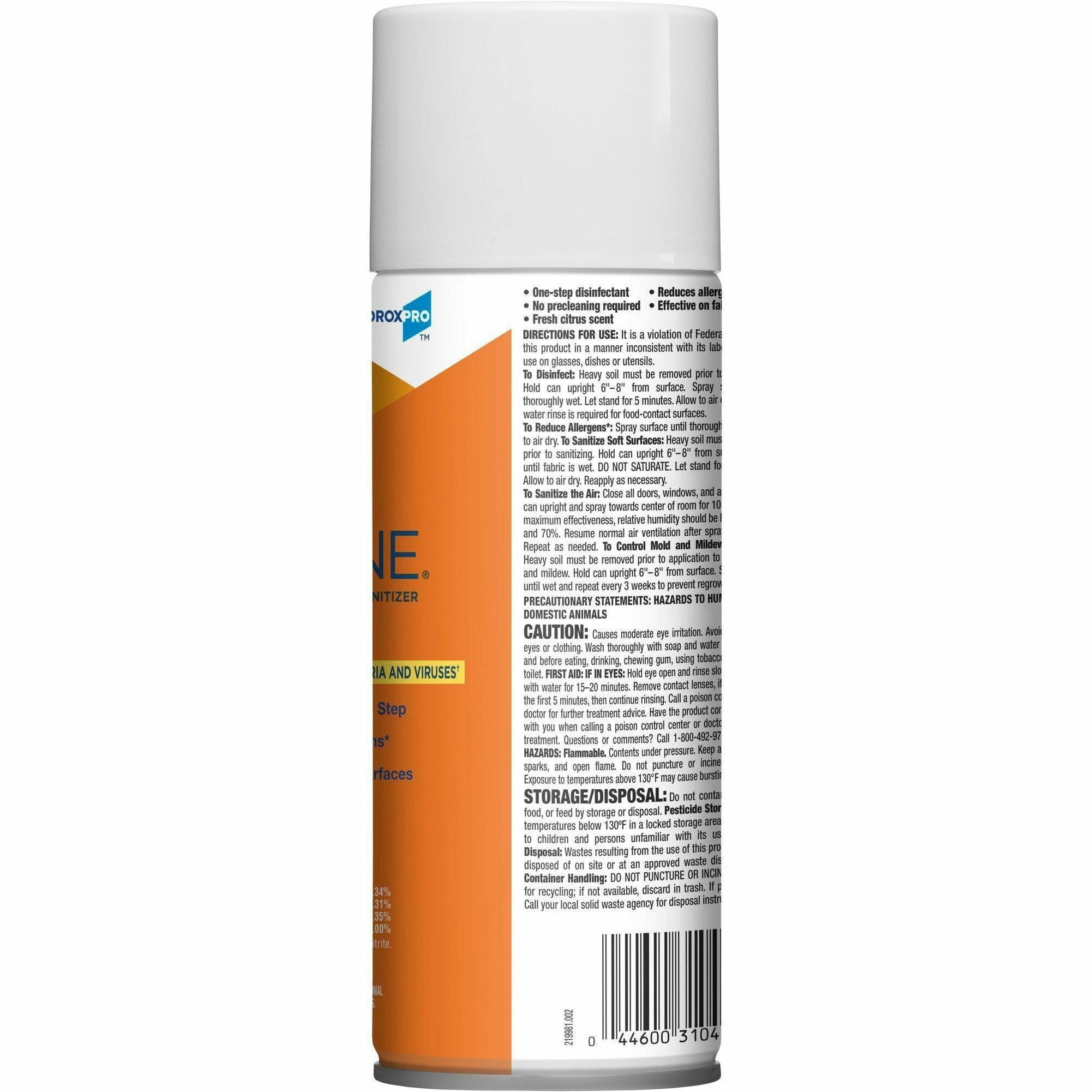 CloroxPro 4-in-1 Disinfectant & Sanitizer - 14 fl oz (0.4 quart) - Fresh Citrus Scent - 1 Each - Deodorize, Disinfectant