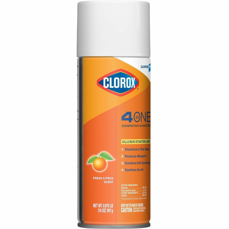 CloroxPro 4-in-1 Disinfectant & Sanitizer - 14 fl oz (0.4 quart) - Fresh Citrus Scent - 1 Each - Deodorize, Disinfectant