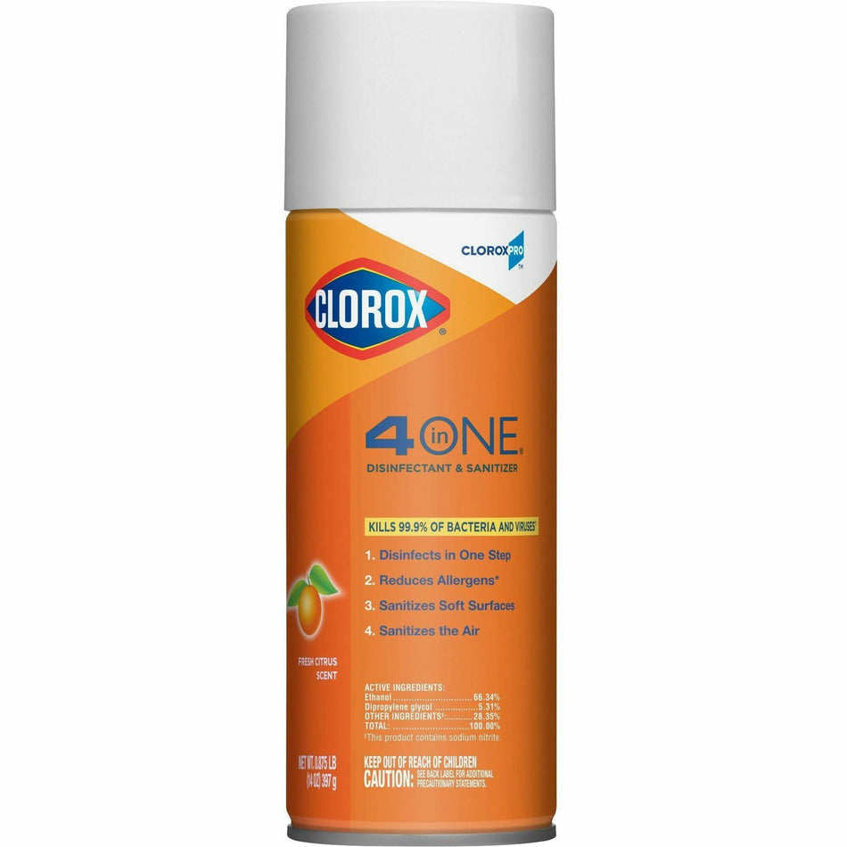 CloroxPro® 4 in One Disinfectant & Sanitizer - 14 fl oz (0.4 quart) - Fresh Citrus Scent - 1 Each - Deodorize, Disinfectant