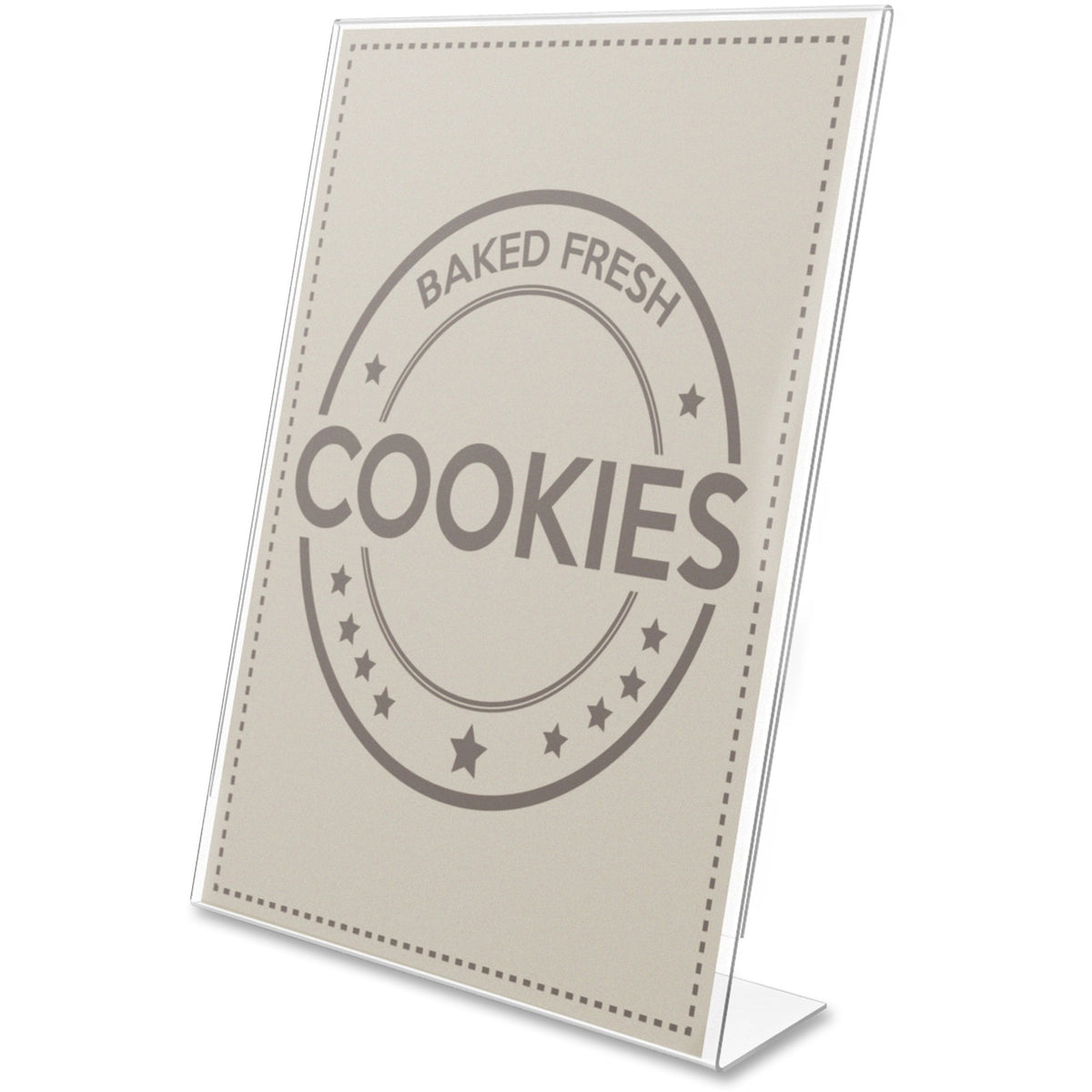 Deflecto Anti-Glare Slanted Sign Holder - Portrait - 11" Height x 8.5" Width x 2.5" Depth - Acrylic - Clear - Anti-glare, Scratch Resistant, Durable, Heavy Duty, Double-sided - 1 Each