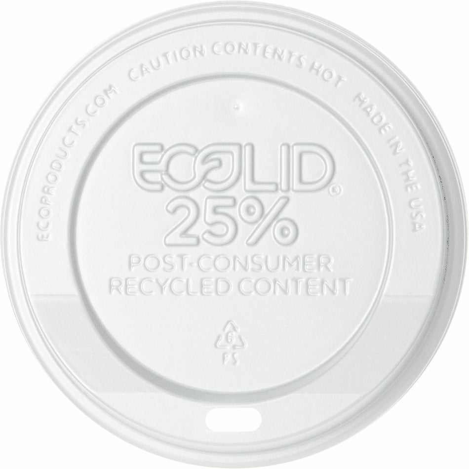 Eco-Products Evolution World Hot Cup Lids - Polystyrene - White - 1000 / Carton