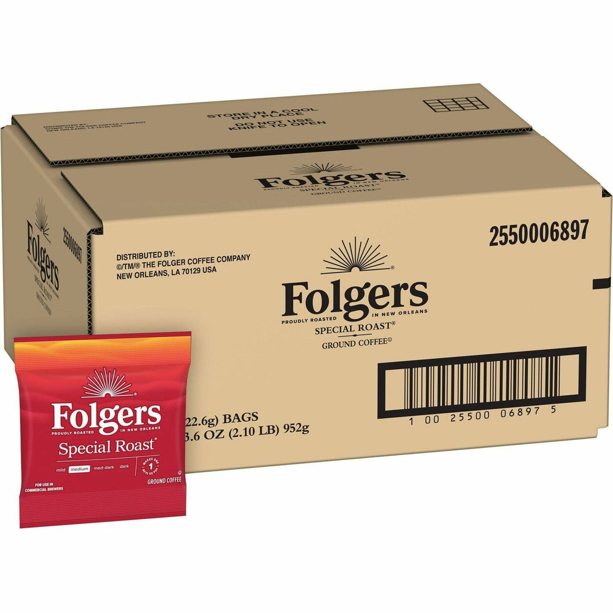 Folgers® Fraction Pack Special Roast Coffee - Regular - Medium - 0.8 oz - Fraction Pack - 42 / Carton