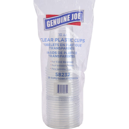 Genuine Joe Clear Plastic Cups - 10 oz - Cold Drink - 25 Pack