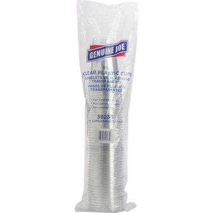Genuine Joe Clear Plastic Cups - 9 fl oz - Cold Drink - 50 / Pack