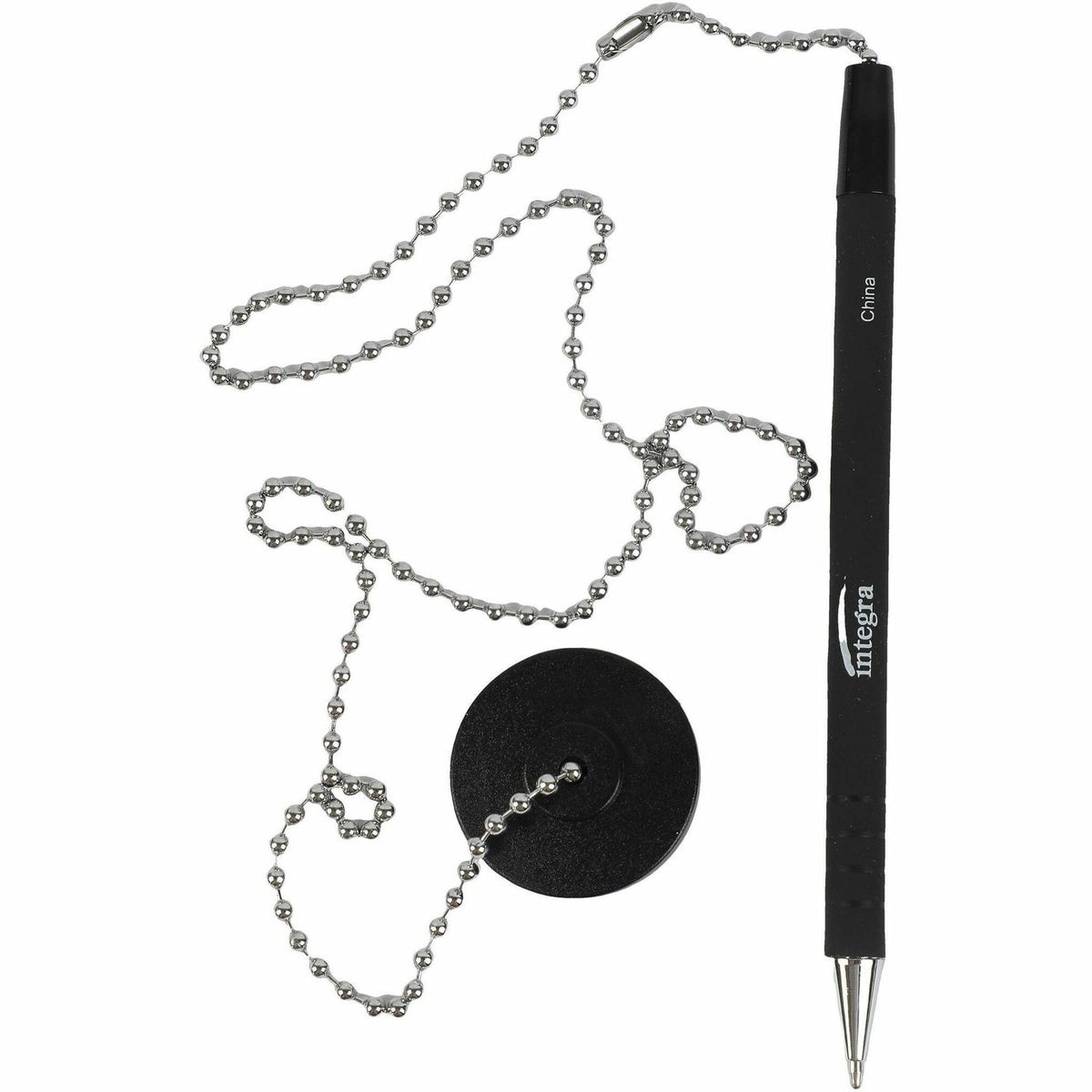 Integra Antimicrobial Rubber Barrel Counter Pen - Black Ink - Rubber Barrel - 1 Each