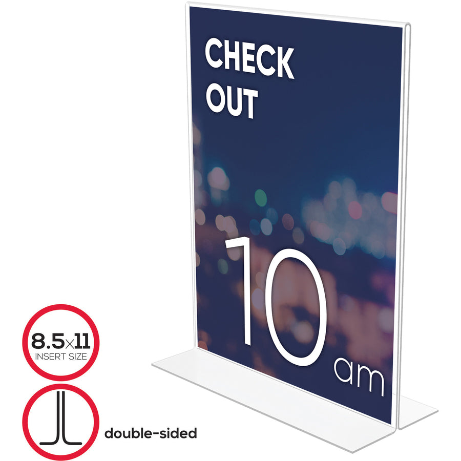 Lorell Double-sided Frame - 8.50" Holding Width x 11" Holding Height - Rectangular Shape - Double Sided - Countertop - Acrylic - 1 Each