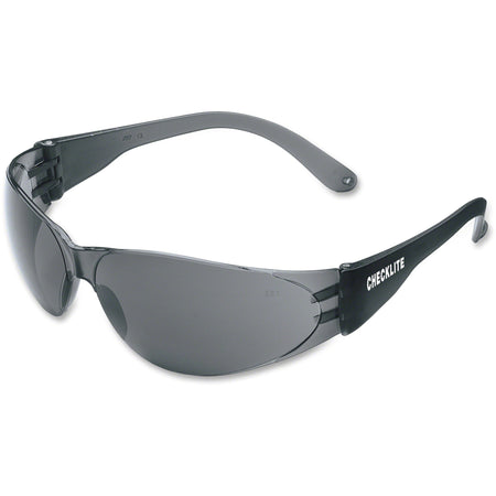 Crews Checklite Gray Lens Safety Glasses - Ultraviolet Protection - Gray Lens - Comfortable, Scratch Resistant, Lightweight, Adjustable Temple - 1 Each