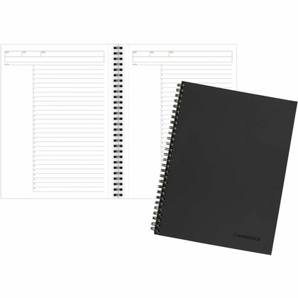 Mead Action Planner Business Notebook: Twin Wirebound Black Cover Recycled - 9.50’’ x 7.5’’ - Notebooks