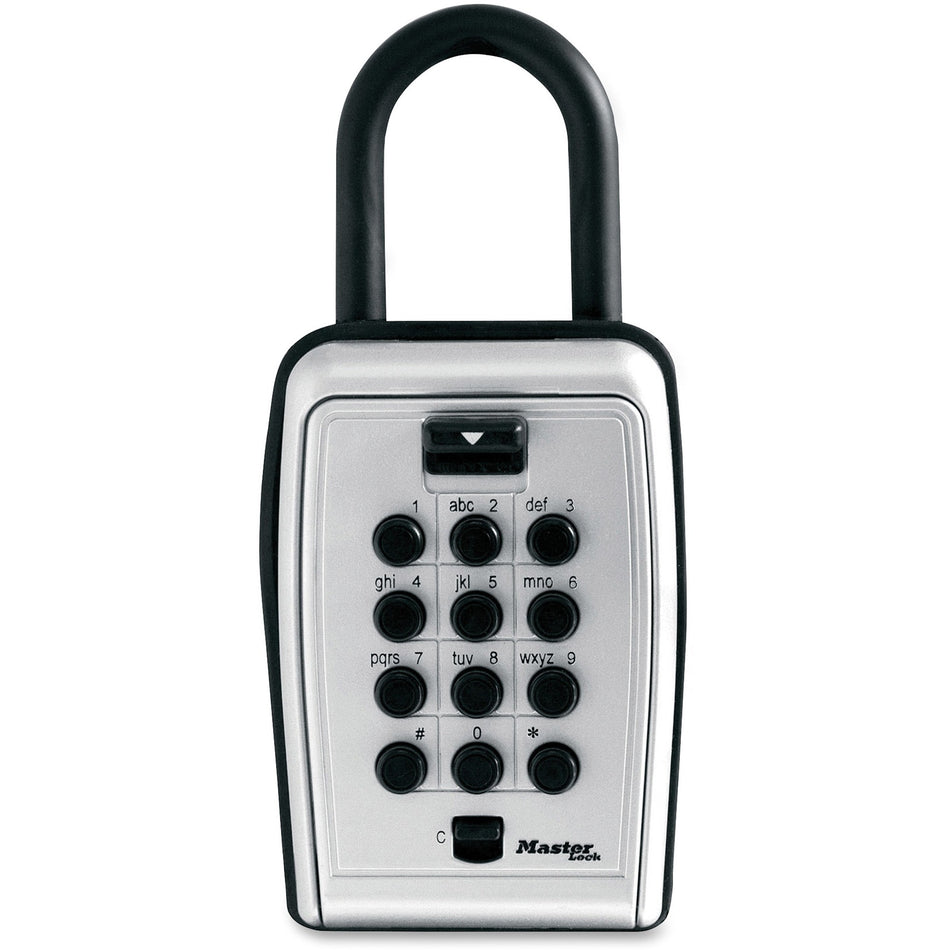 Master Lock Portable Key Safe - Push Button Lock - Weather Resistant, Scratch Resistant - for Door - Overall Size 7.2" Height x 5.3" Width x 2.2" Depth - Black, Silver - Metal, Vinyl