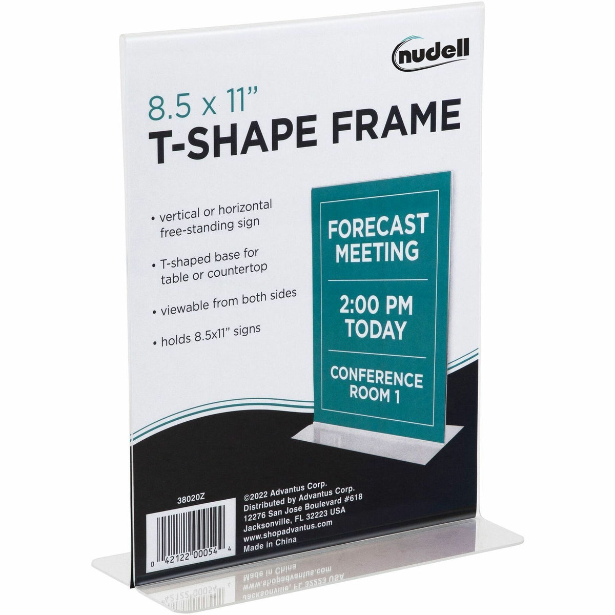 Golite nu-dell Freestanding T-shaped Sign Holder - 8.5" Width x 11" Height - Rectangular Shape - Double Sided - Self-standing - Photo, Signage, Notice - Plastic - 1 Each