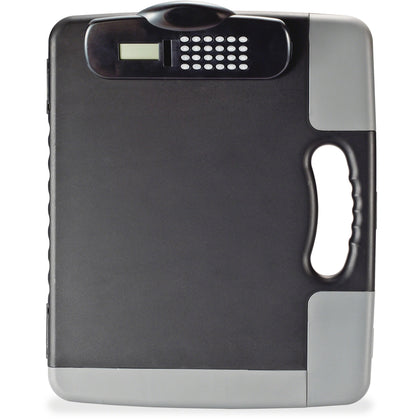 Officemate Portable Storage Clipboard with Calculator - Heavy Duty Plastic - Charcoal Black - Clipboards