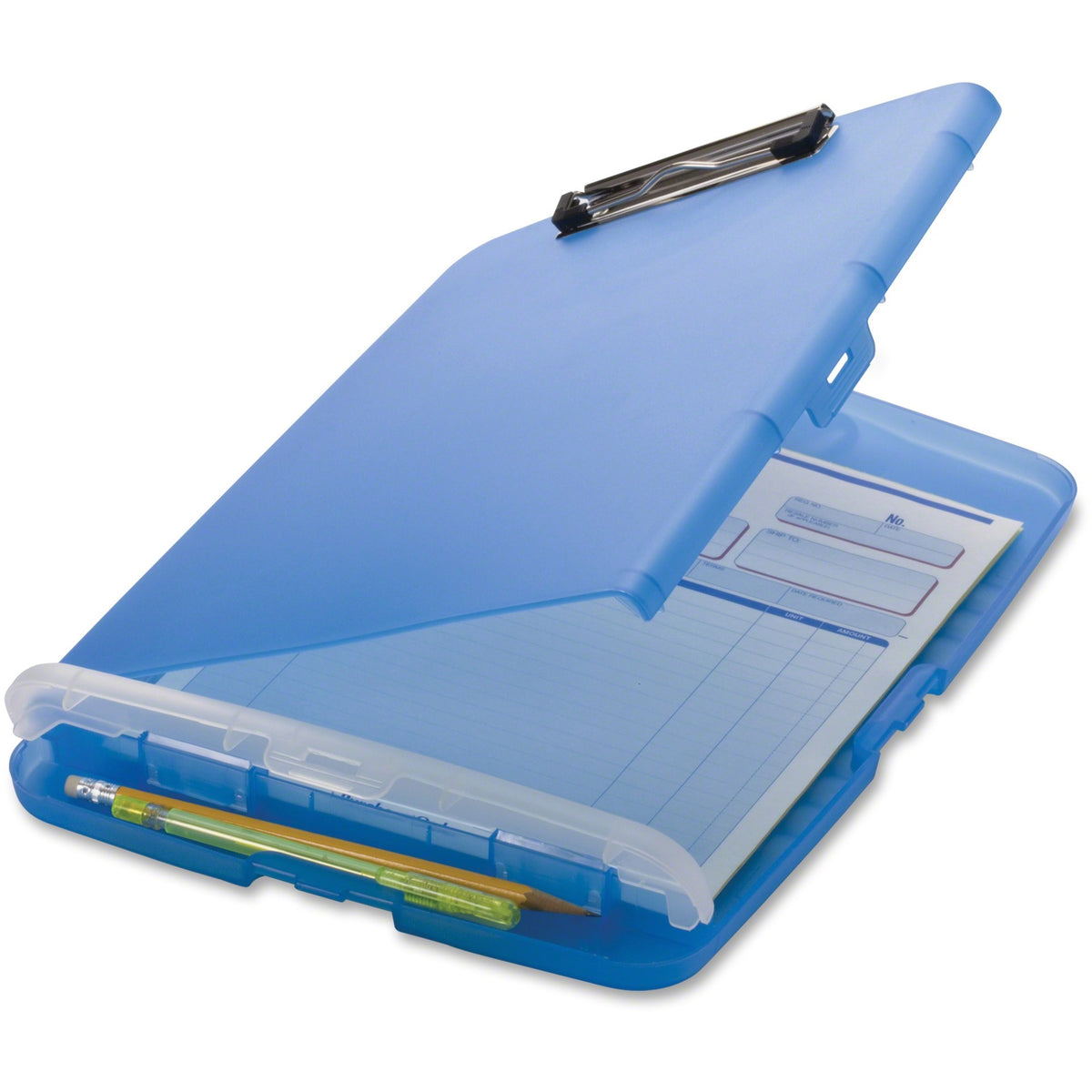 Officemate Slim Clipboard Storage Box - 1" Clip Capacity - 8 1/2" x 11" Sheet Size - Blue - 1 Each