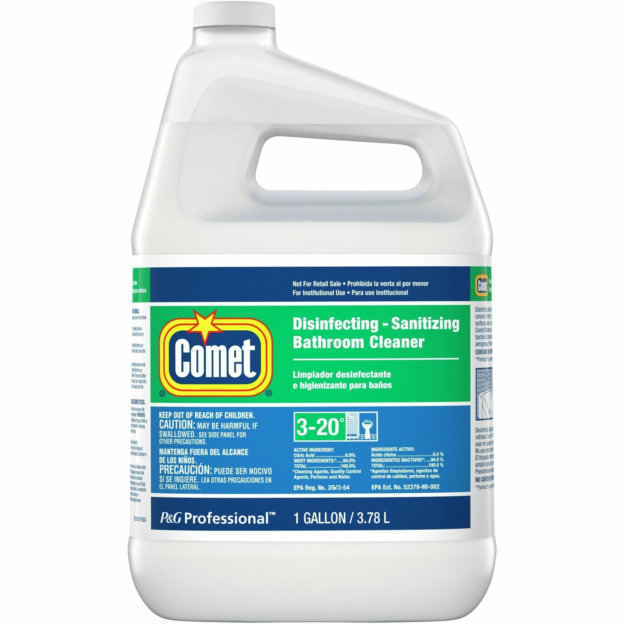 Comet Disinfecting Bathroom Cleaner - For Multipurpose - 128 fl oz (4 quart) - Recommended For: Bacteria Remover, Stain Remover, Soap Scum Remover - Disinfectant, Non-abrasive, Pleasant Scent, Scrub-free - White - 1 Each