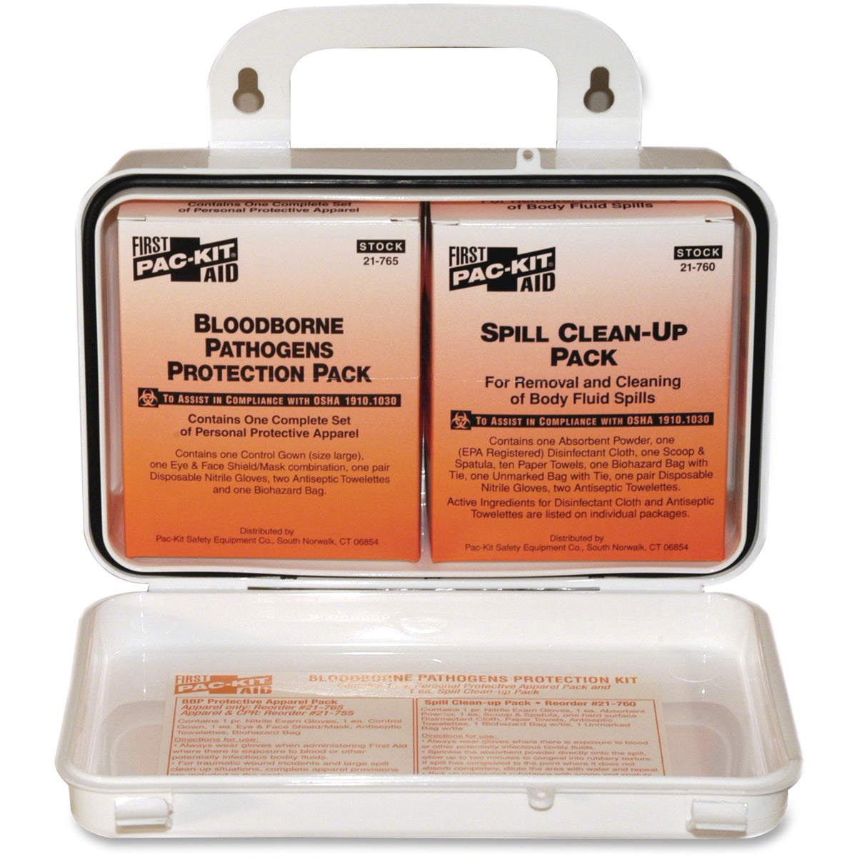 Pac-Kit Safety Equipment Bloodborne Pathogens Kit - 27 x Piece(s) - 4.5" Height x 7.5" Width x 2.8" Depth - Plastic Case - 1 Kit