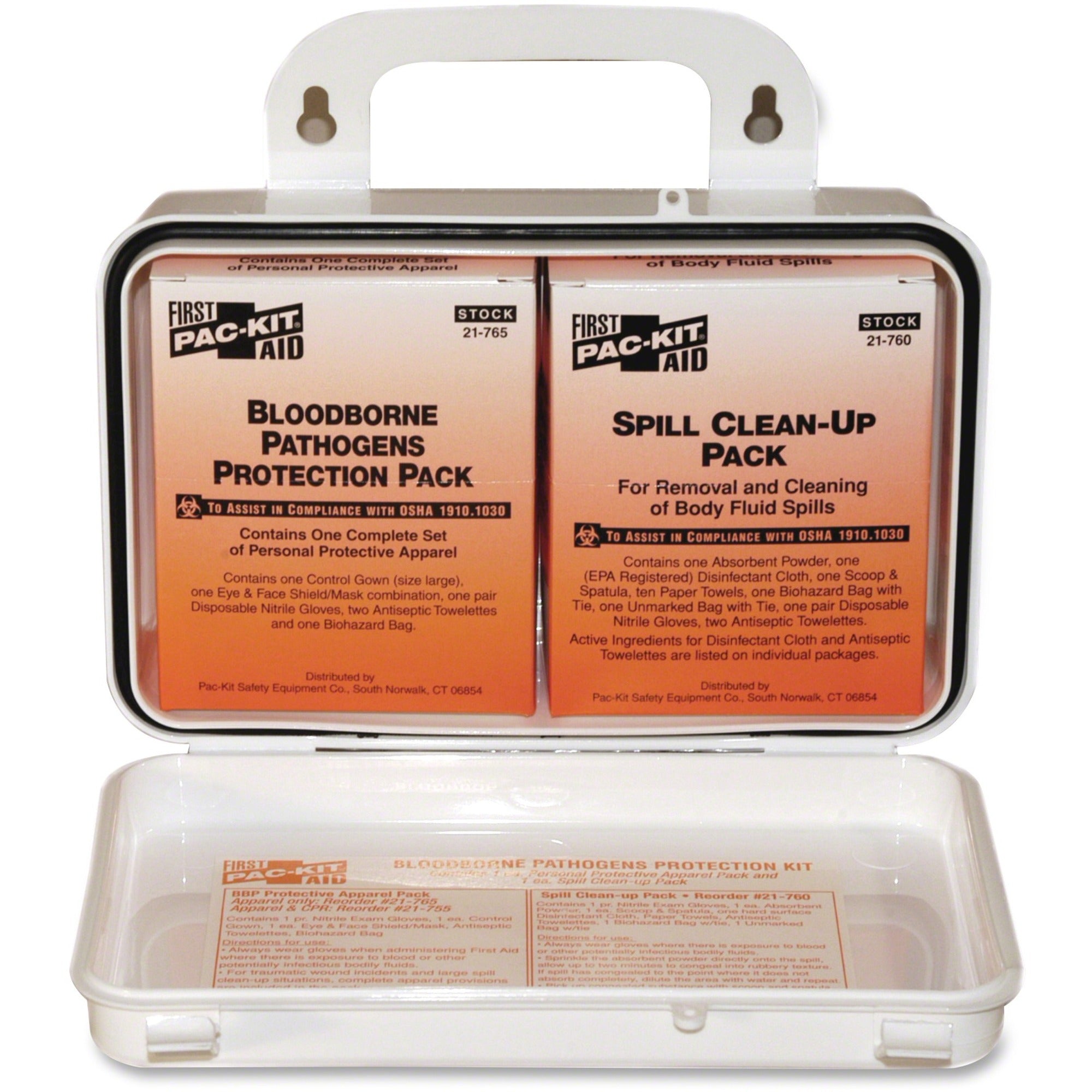 Pac-Kit Safety Equipment Bloodborne Pathogens Kit - 27 x Piece(s) - 4.5" Height x 7.5" Width x 2.8" Depth - Plastic Case - 1 Kit