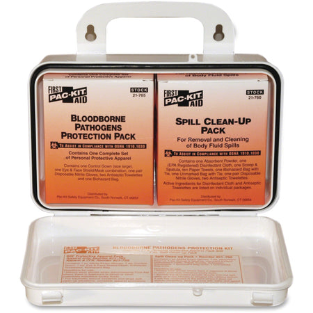 Pac-Kit Safety Equipment Bloodborne Pathogens Kit - 27 x Piece(s) - 4.5" Height x 7.5" Width x 2.8" Depth - Plastic Case - 1 Kit