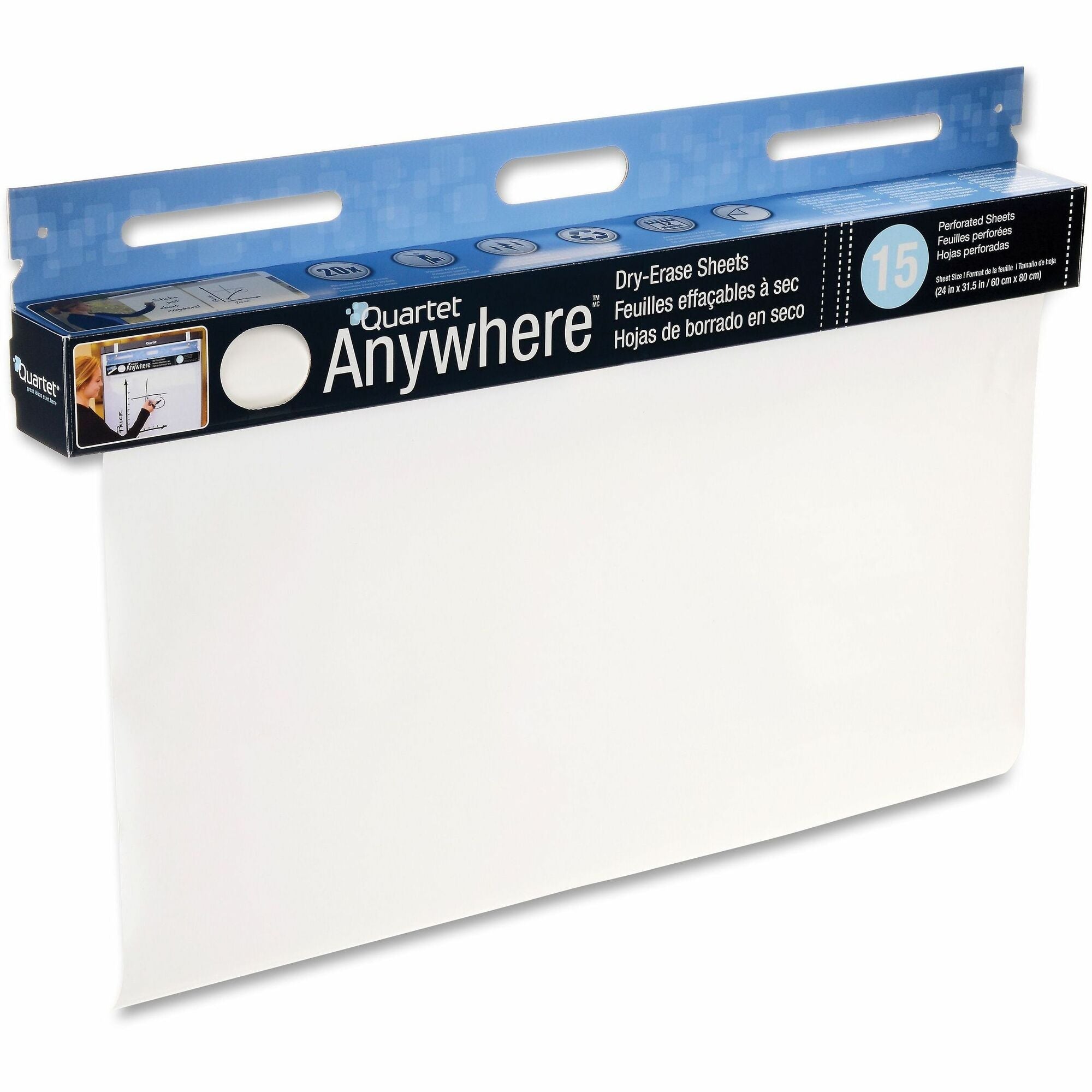 Quartet Anywhere Dry-Erase Sheets - 480" (40 ft) Length - Paper - White Film - Easy Tear, Wipeable - 1 Each