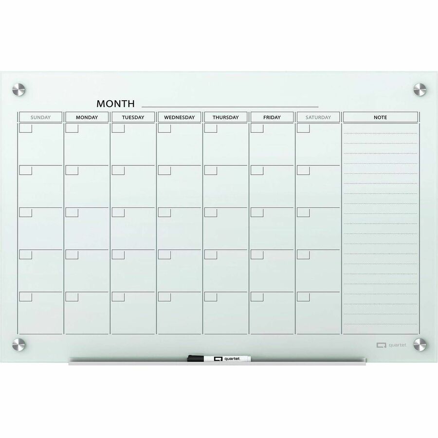 Quartet Infinity Magnetic Glass Dry-Erase Calendar Board - Front