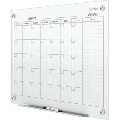 Quartet Infinity Magnetic Glass Calendar - Monthly - 36’’ x 48’’ - White - Durable & Stain Resistant - Boards