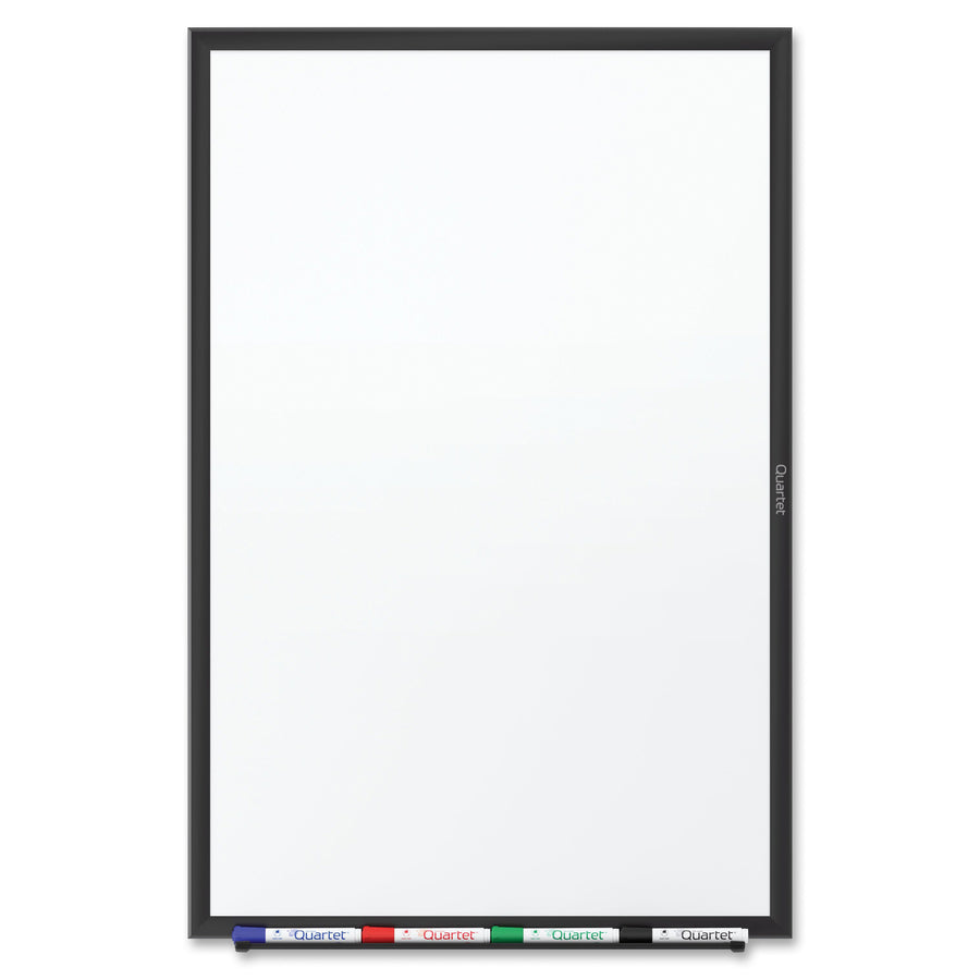 Quartet Classic Total Erase Whiteboard - 72" (6 ft) Width x 48" (4 ft) Height - White Melamine Surface - Black Aluminum Frame - Horizontal/Vertical - 1 Each - TAA Compliant