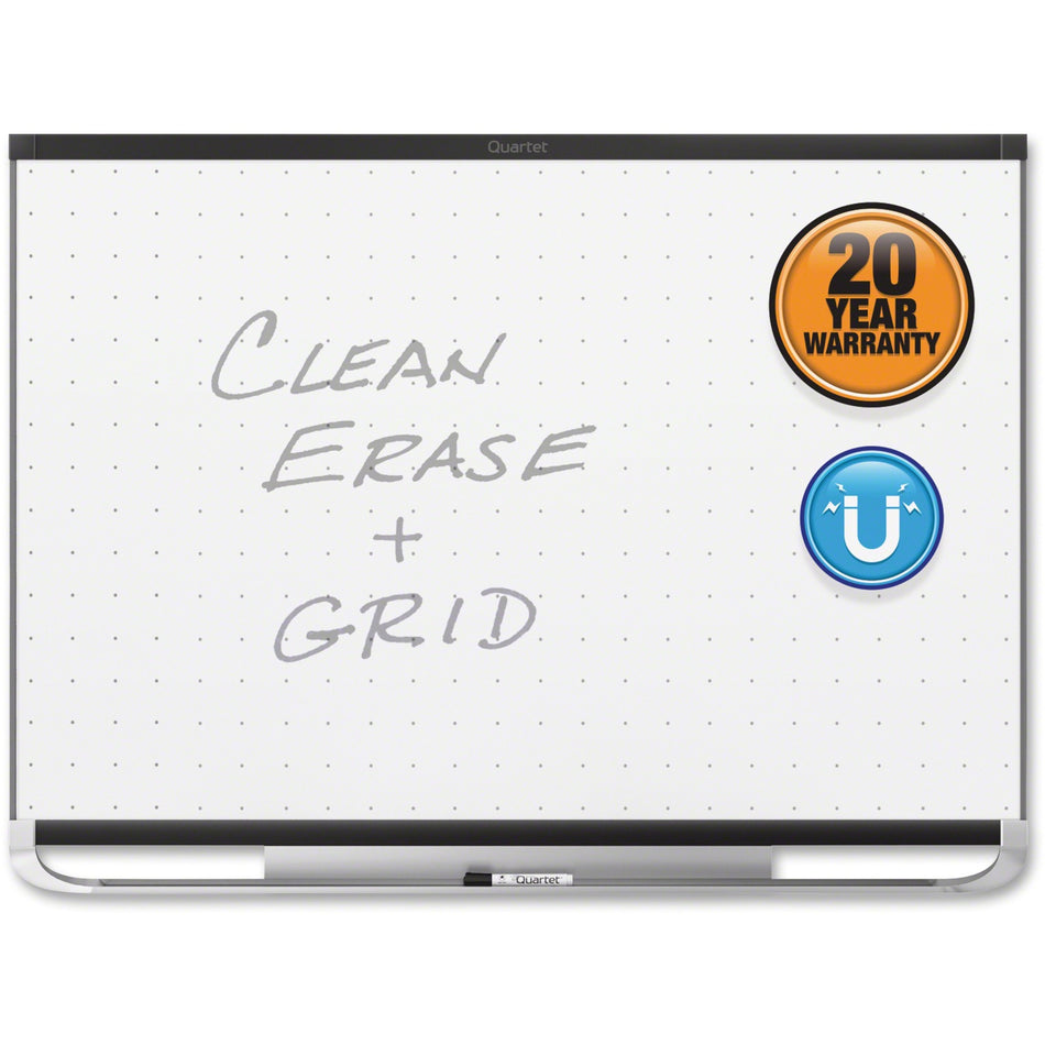 Quartet Prestige 2 Total Erase Magnetic Whiteboard - 72" (6 ft) Width x 48" (4 ft) Height - White Surface - Black Aluminum Frame - Horizontal - Magnetic - 1 Each