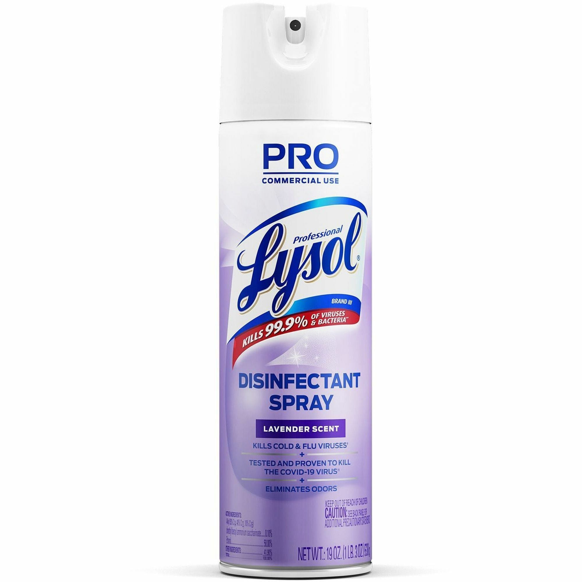 Professional Lysol Lavender Disinfectant Spray - For Multipurpose - 19 oz (1.19 lb) - Lavender Scent - Recommended For: Germs Remover, Odor Remover, Mold Remover, Mildew Remover - Disinfectant, Anti-bacterial - Clear - 1 Each