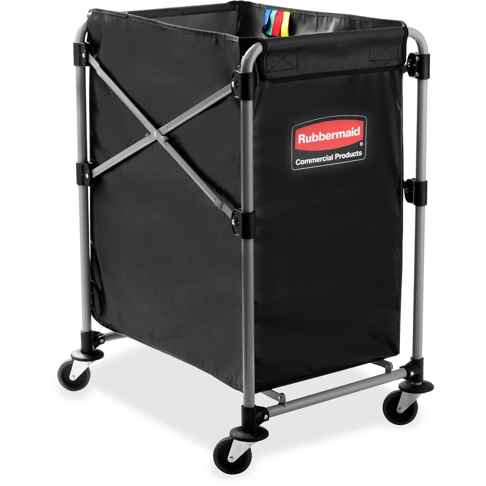 Rubbermaid Commercial 4-Bushel Collapsible X-Cart - 220 lb Capacity - 24.10" Length x 20.30" Width x 24" Height - Stainless Steel Frame - Black - 1 Each