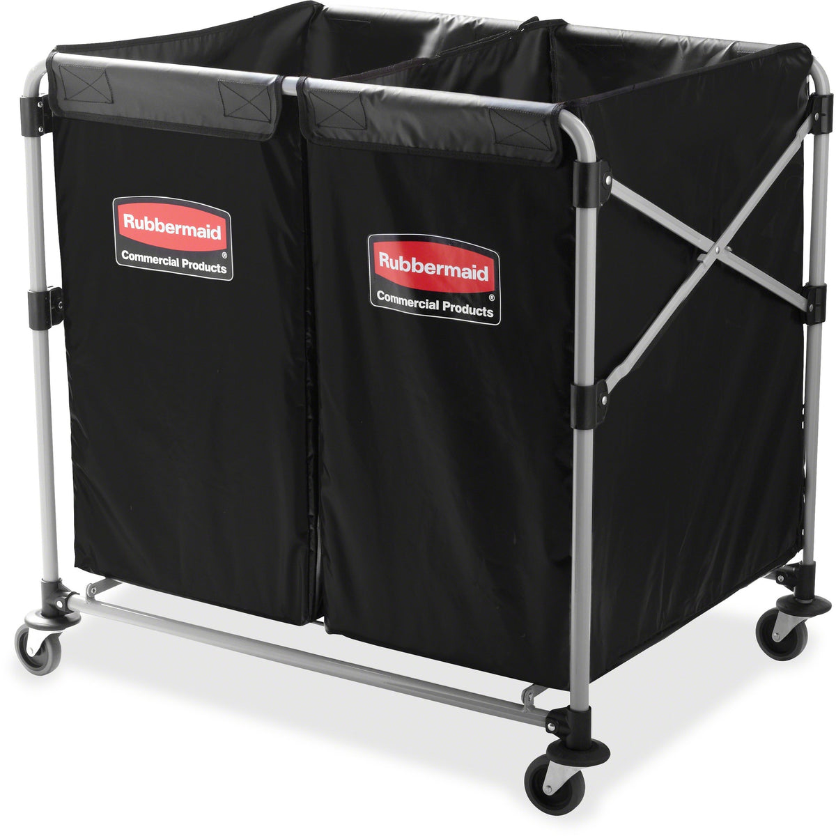 Rubbermaid Commercial Collapsible X-Cart: 220 lb Capacity Stainless Steel Frame - Waste Containers & Lids