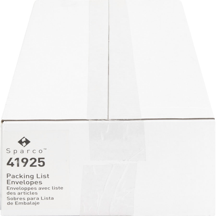 Sparco Packing Slip Envelope: 7x5.5’’ Self-Adhesive Seal White - 1000/Box - Forms/Envelopes