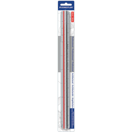 Staedtler Mars Architectural Triangular Scale - 12’’ Aluminum - Silver - Drafting Accessories