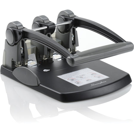 Swingline Extra-High Capacity 3-Hole Punch - Fixed Centers - 3 Punch Head(s) - 300 Sheet - 9/32" Punch Size - Metal - Black, Gray