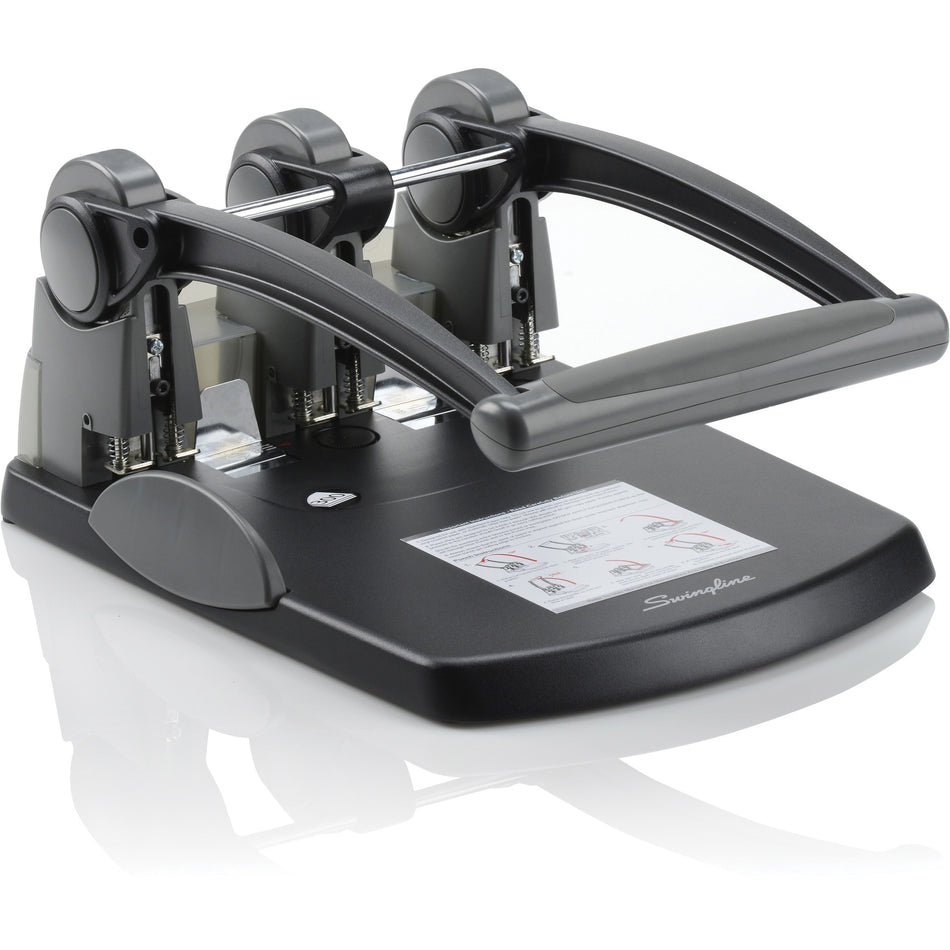Swingline Extra-High Capacity 3-Hole Punch - Fixed Centers - 3 Punch Head(s) - 300 Sheet - 9/32" Punch Size - Metal - Black, Gray