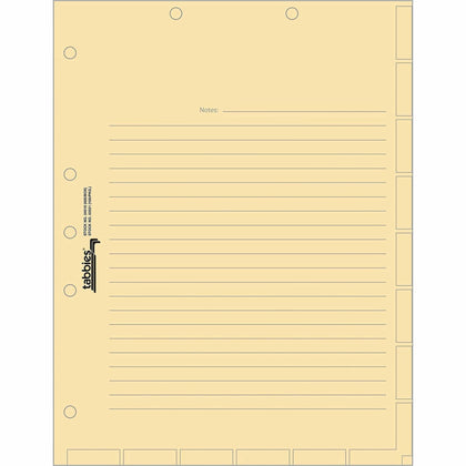 Tabbies 7-Hole Manila Chart Divider Sheets - Organize Your Files Efficiently - Index
