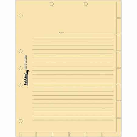 Tabbies 7-hole Manila Chart Divider Sheets - 8.5" Divider Width x 11" Divider Length - 7 Hole Punched - Manila Divider - 400 / Box