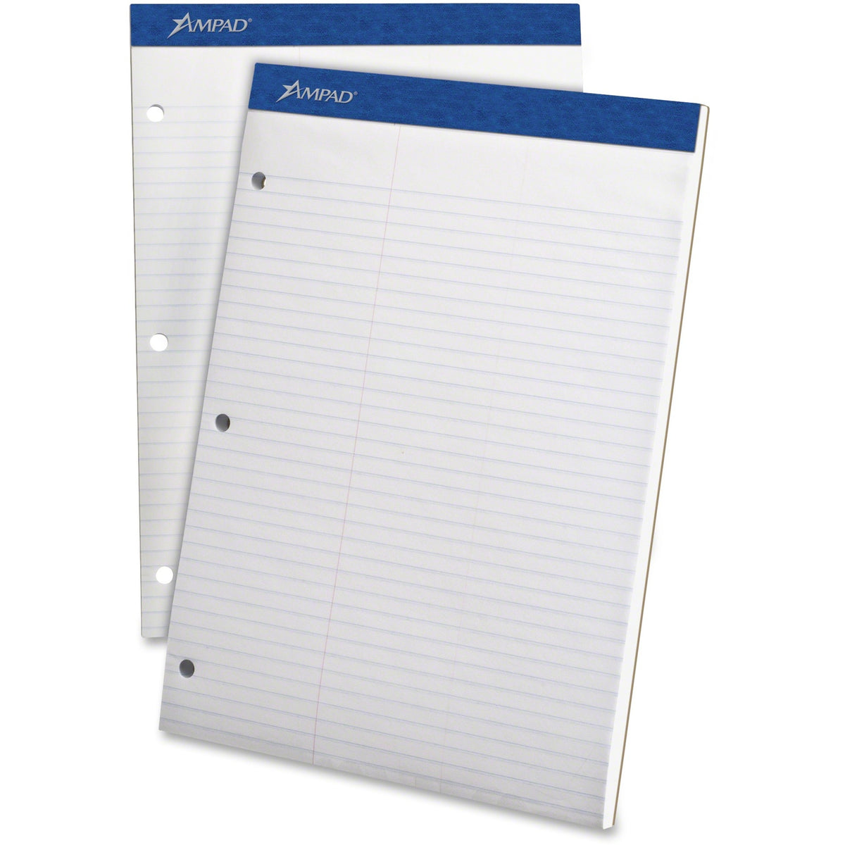 Ampad Double Sheet Writing Pads - 100 Sheets - 15 lb Basis Weight - 8 1/2" x 11 3/4" Sheet Size - 11.75" Height x 8.5" Width x 0.4" Depth - White Paper - Micro Perforated, Easy Tear, Rigid, Chipboard Backing - 1 Pad