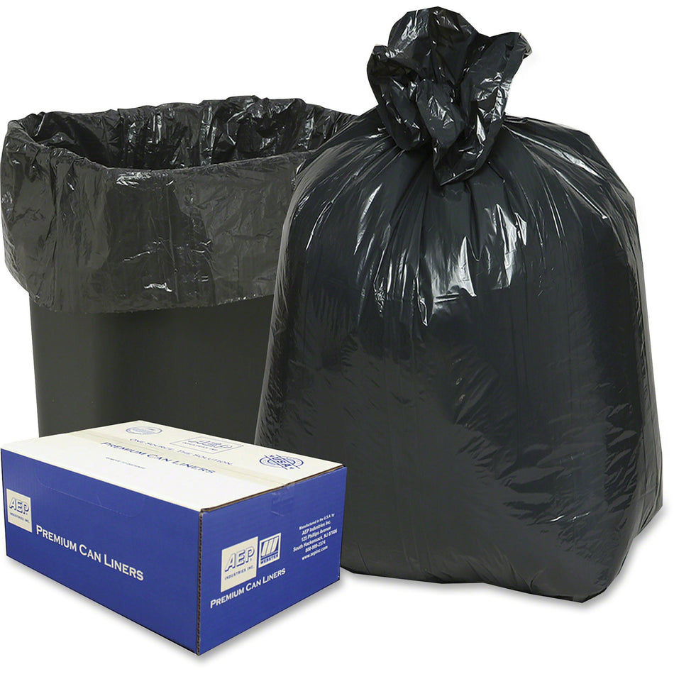 Berry Opaque Linear Low-Density Can Liners - Small Size - 16 gal Capacity - 33" Length x 24" Width - Low Density - Black - Can - 500 / Carton