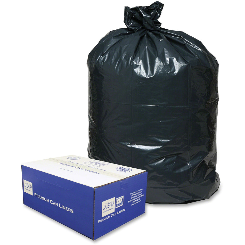 Berry Opaque Linear Low-Density Can Liners - Extra Large Size - 60 gal Capacity - 58" Length x 38" Width - Low Density - Black - Can - Recycled - 100 / Carton