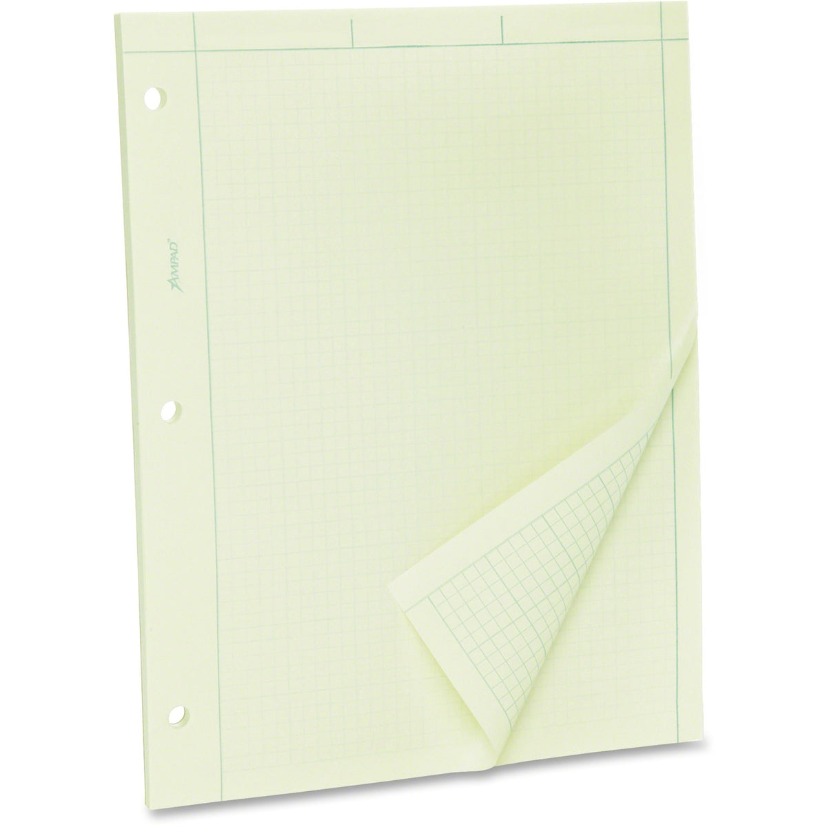TOPS Engineering Computation Pad - 100 Sheets - Both Side Ruling Surface - Ruled Margin - 15 lb Basis Weight - Letter - 8 1/2" x 11" Sheet Size - Green Tint Paper - Hole-punched - 1 Pad