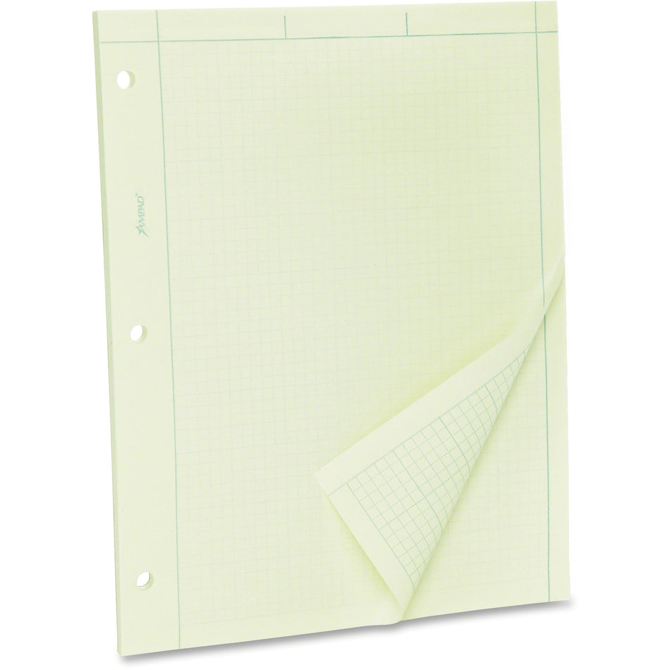 TOPS Engineering Computation Pad - 100 Sheets - Both Side Ruling Surface - Ruled Margin - 15 lb Basis Weight - Letter - 8 1/2" x 11" Sheet Size - Green Tint Paper - Hole-punched - 1 Pad