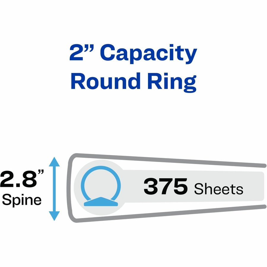 Avery®Economy Binder - 2" Binder Capacity - Letter - 8 1/2" x 11" Sheet Size - 375 Sheet Capacity - 3 Ring(s) - Fastener(s): Round Ring - Pocket(s): 2, Internal - Vinyl - Blue - Recycled - Non Locking Mechanism - 1 Each