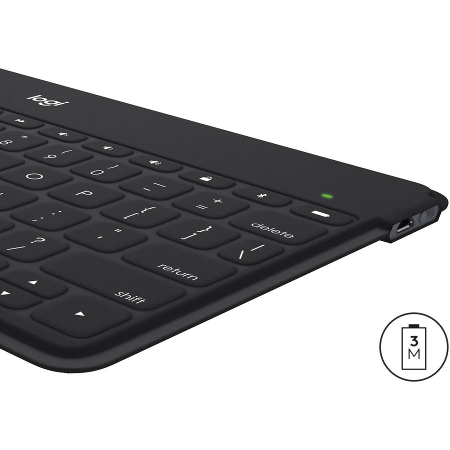 Logitech Ultra-Portable Bluetooth iPad Keyboard - Wireless Connectivity - Bluetooth - Tablet, Smartphone, Smart TV, Tablet, Smartphone, iPhone, iPad, Apple TV - Mechanical Keyswitch - Black